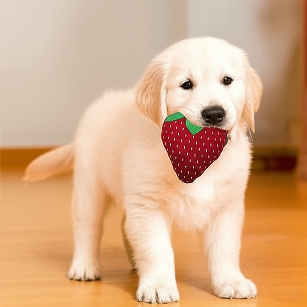 Morango de pelúcia para cachorro com som